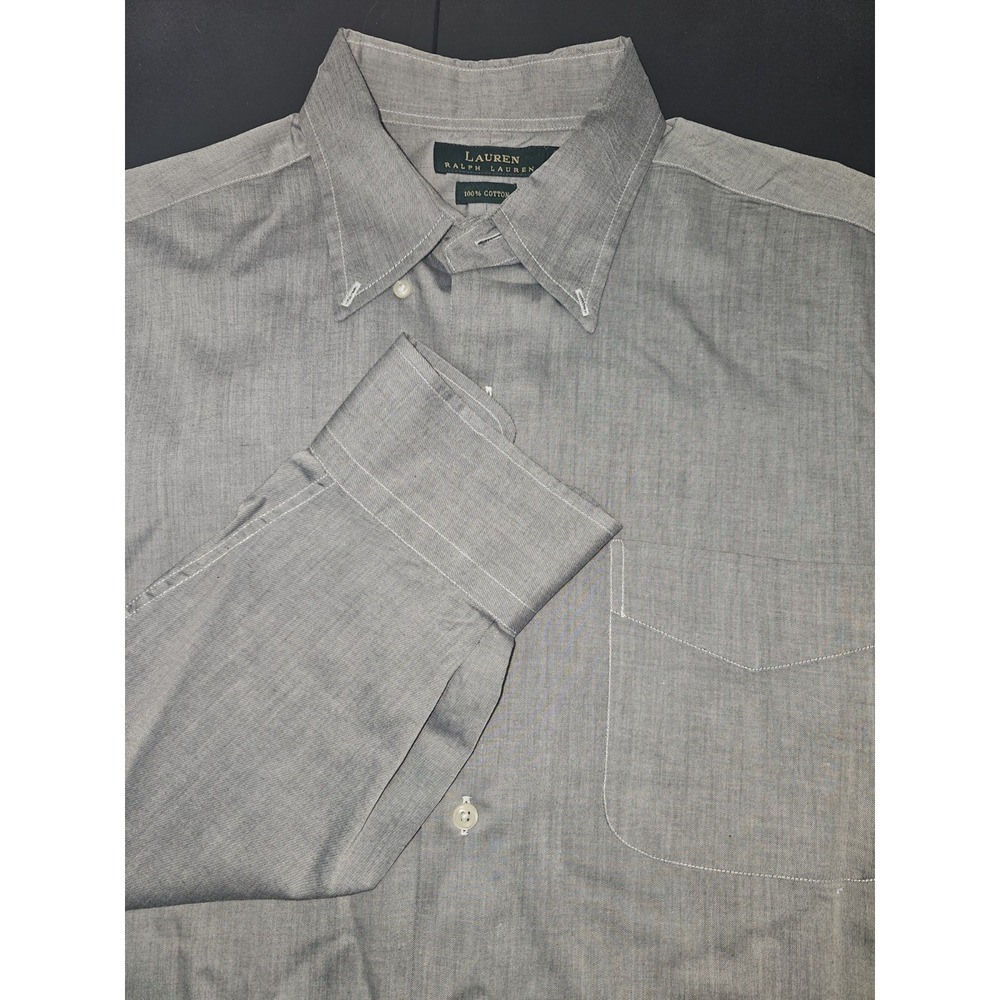 Ralph Lauren Shirt Mens Size Large Gray Long Sleeve Modern Button Down